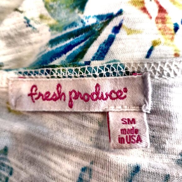 Fresh Produce Womens Size S White Floral 100% Cotton Side Pockets T-Shirt Top - Picture 9 of 11
